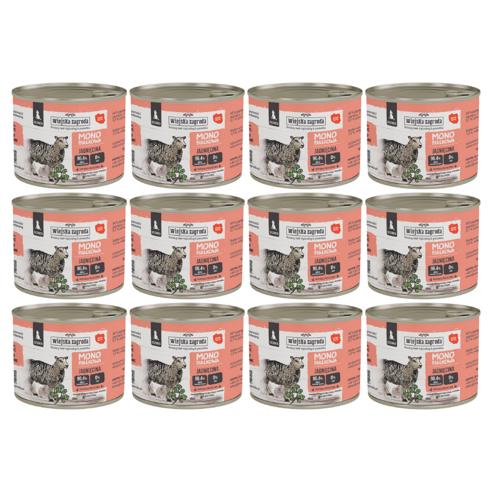 Pakiet Wiejska Zagroda Monoproteinowa Mokra Karma Dla Szczeniąt Jagnięcina 12 x 200 g