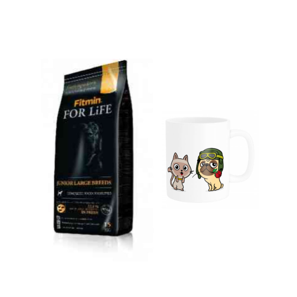 Pakiet Fitmin For Life Junior Large Breed 15 kg + Kubek z Twoim Pupilem GRATIS!
