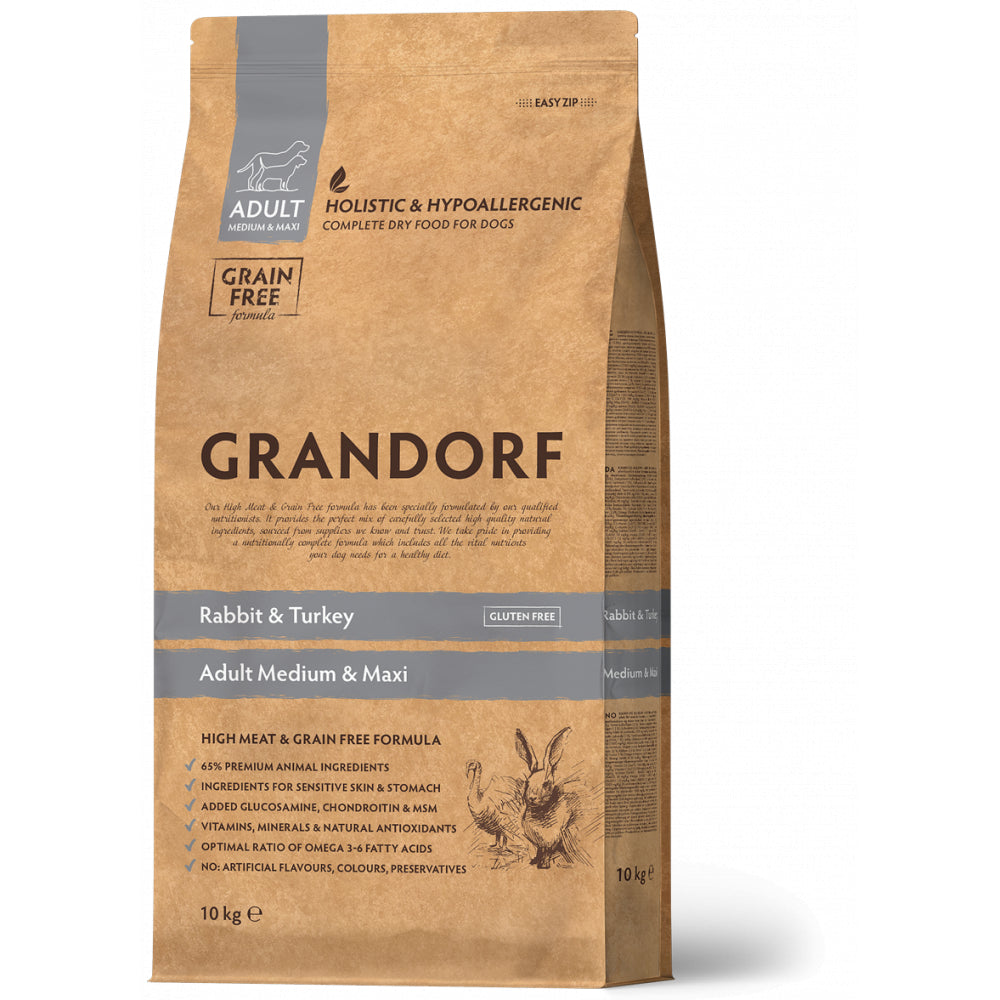Grandorf Rabbit & Turkey Adult Medium Maxi Karma Dla Psów Dorosłych Średnich i Dużych Ras 10 kg
