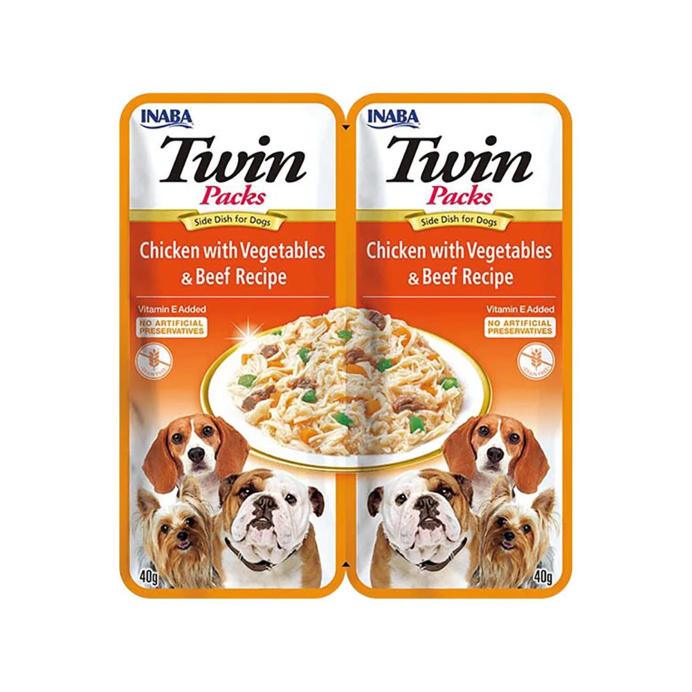 INABA DOG Twin kurczak warzywa i wołowina 2x40g
