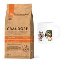 Pakiet Grandorf Lamb & Turkey Junior Medium & Maxi Breeds Karma Dla Juniorów Średnich i Dużych Ras 10 kg + Kubek z Twoim Pupilem GRATIS!