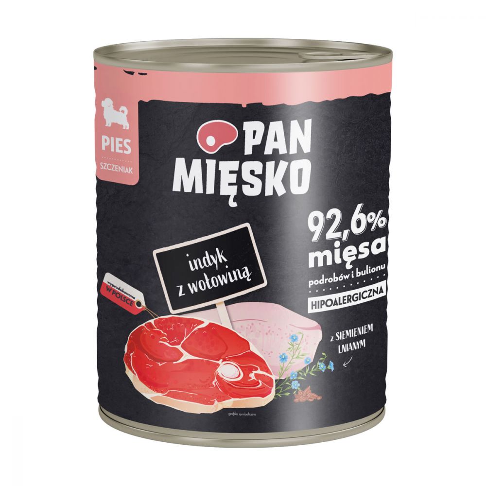 Pan Mięsko Mokra Karma Dla Szczeniąt Indyk z Wołowiną 800 g