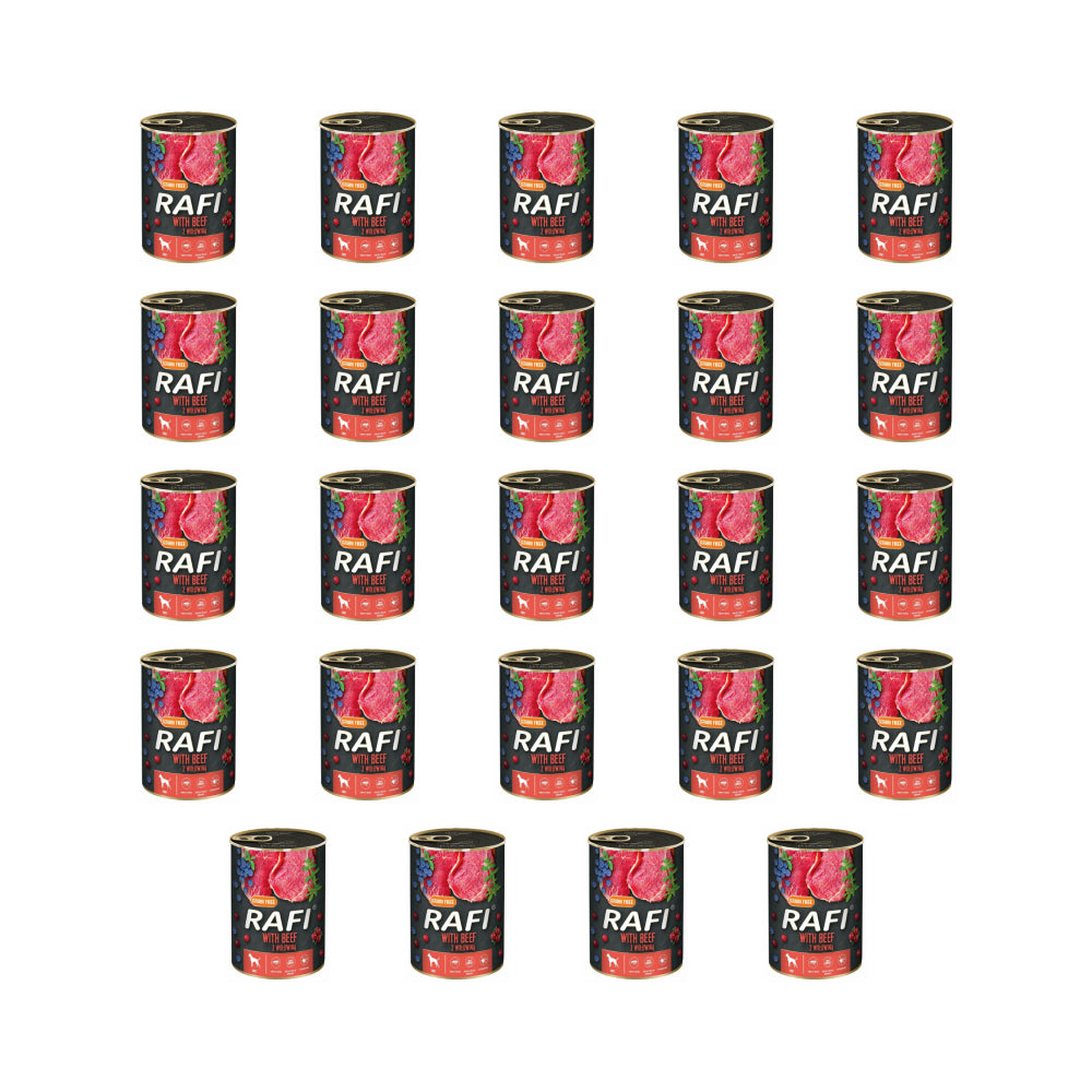 PAKIET FBA Karma Dla Psa Rafi z Wołowiną, Borówką i Żurawiną 400 g X 24