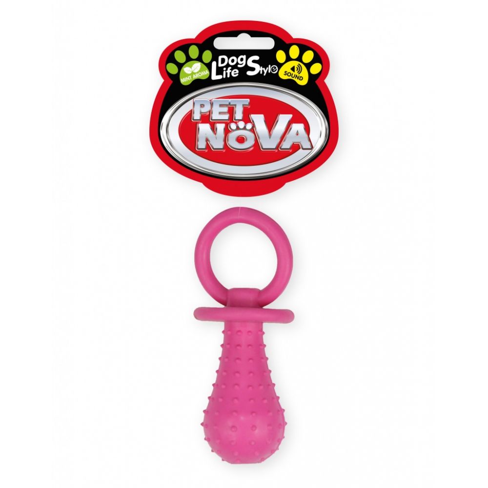 Pet Nova Dog Life Style Smoczek z Dzwonkiem Różowy o Zapachu Mięty 14 cm