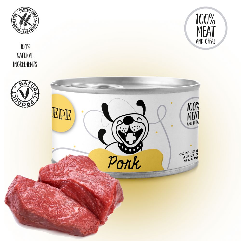 Paka Zwierzaka Pepe Mokra Karma Dla Psa Wieprzowina 100 % 410 g