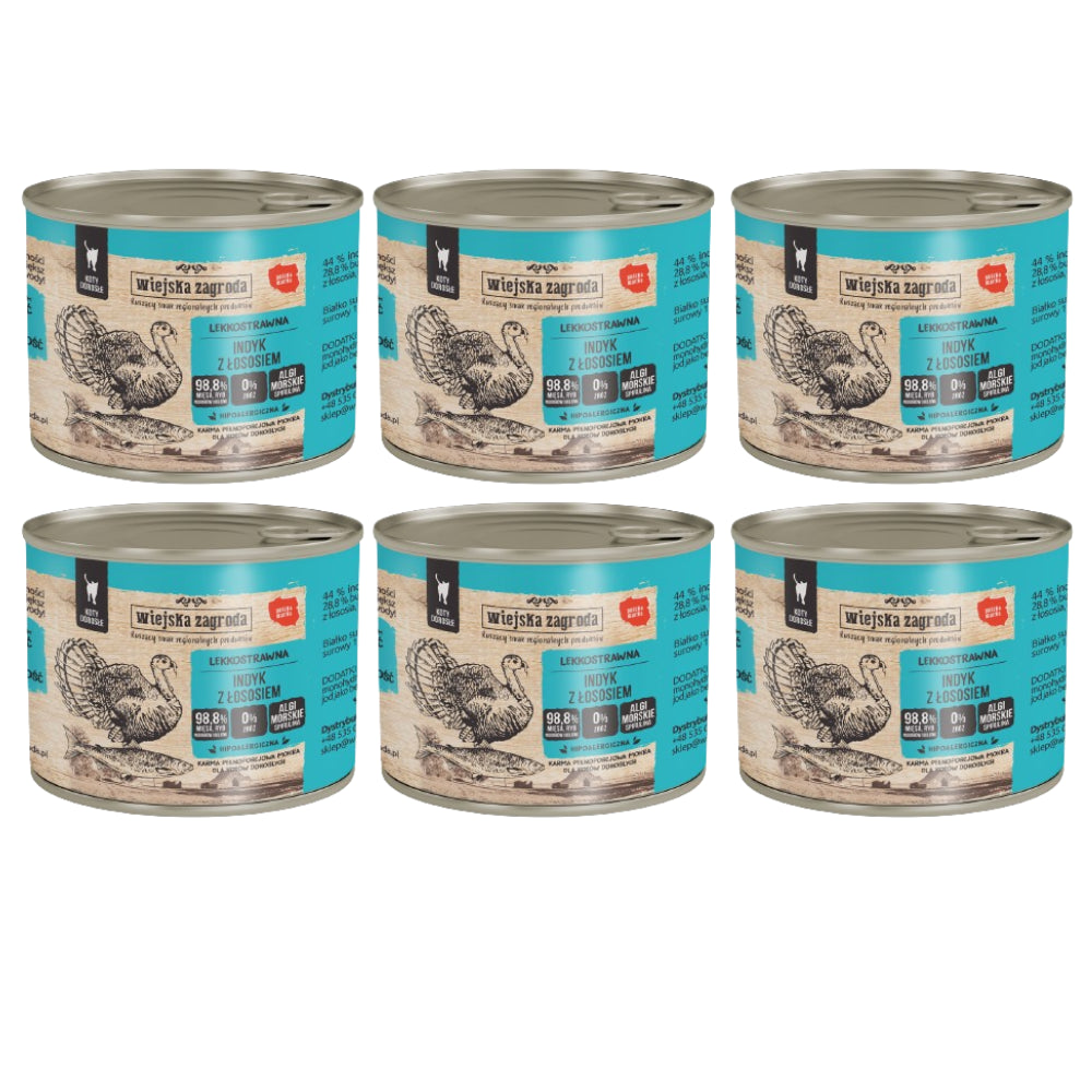 Pakiet Wiejska Zagroda Indyk z Łososiem 6 x 200 g