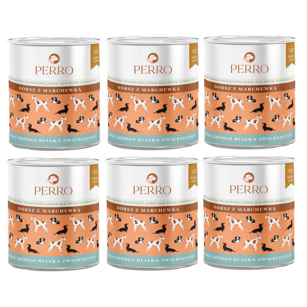 Pakiet PERRO Dorsz z marchewką 6x850g- Monobiałkowa karma dla dorosłych psów.