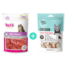 Pakiet Truly Mini Serduszka z Kurczaka i Ryby Przysmak Dla Kota 50 g + Jerky Time Kanapka z Kurczakiem i Dorszem Przysmak Dla Kota 80 g GRATIS!