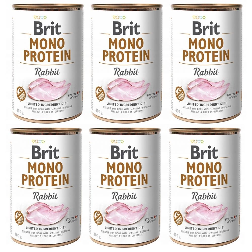 Pakiet Brit Mono Protein Rabbit Królik Mokra Karma Dla Psa 6 x 400 g