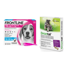 Pakiet Frontline Tri-Act dla Psów Średnich Ras M + Drontal Dog Flavour 2 Tabletki