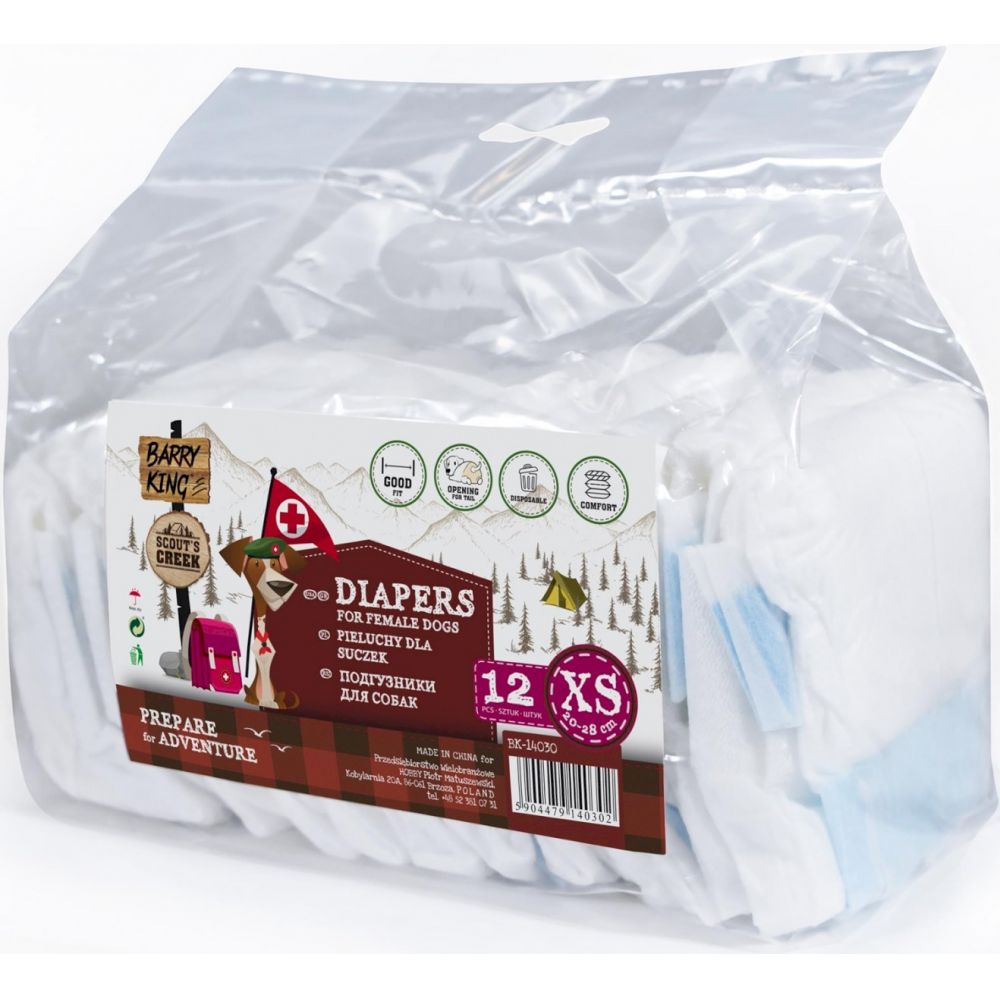 Barry King Pieluchy Dla Suczek Rozmiar XS 20-28 cm 12 Sztuk
