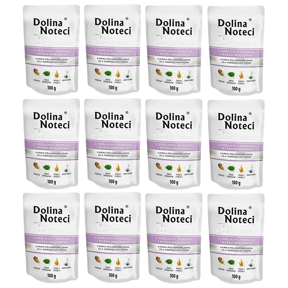 Pakiet Dolina Noteci Premium Królik Fasola i Brązowy Ryż Małe Rasy 12 x 100 g