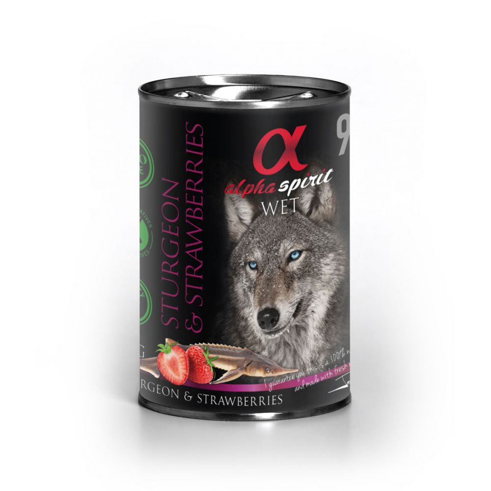 Alpha Spirit Mokra Karma Dla Psa Jesiotr z Truskawkami 400 g