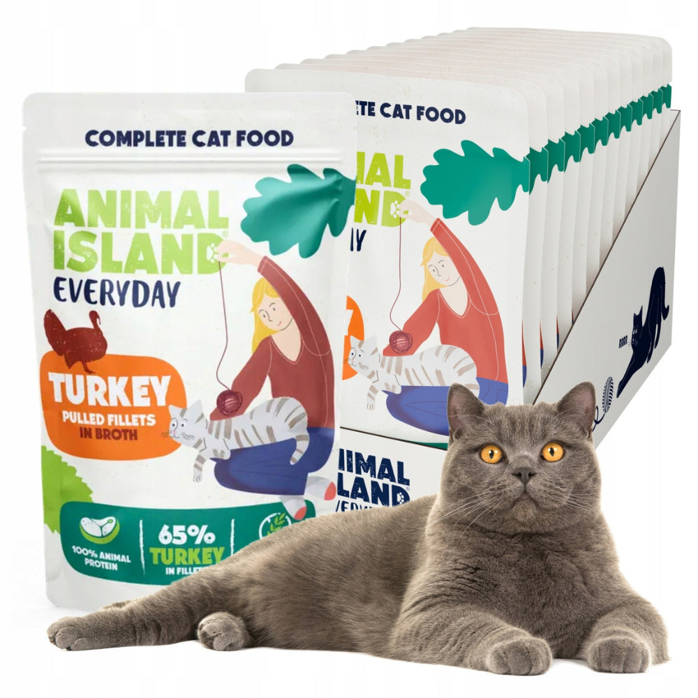 ANIMAL ISLAND Everyday z Indykiem 12x85g fileciki w rosole zestaw 12 saszetek