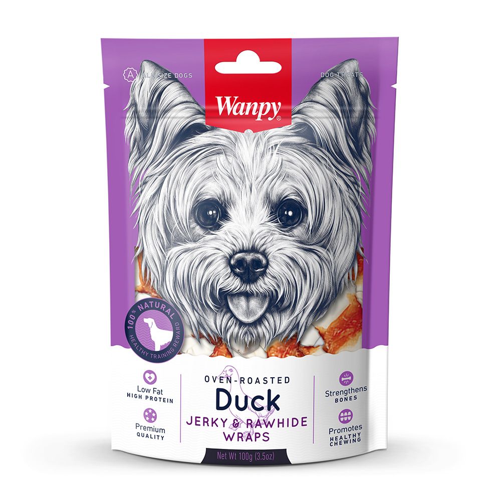 Wanpy Duck Jerky & Rawhide Wraps Kostki z Kaczką Przekąska Dla Psa 100 g