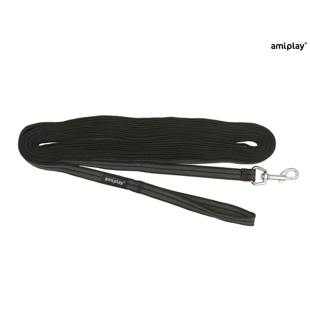 Amiplay Smycz Treningowa Rubber Czarna 500 cm Rozmiar L - XL