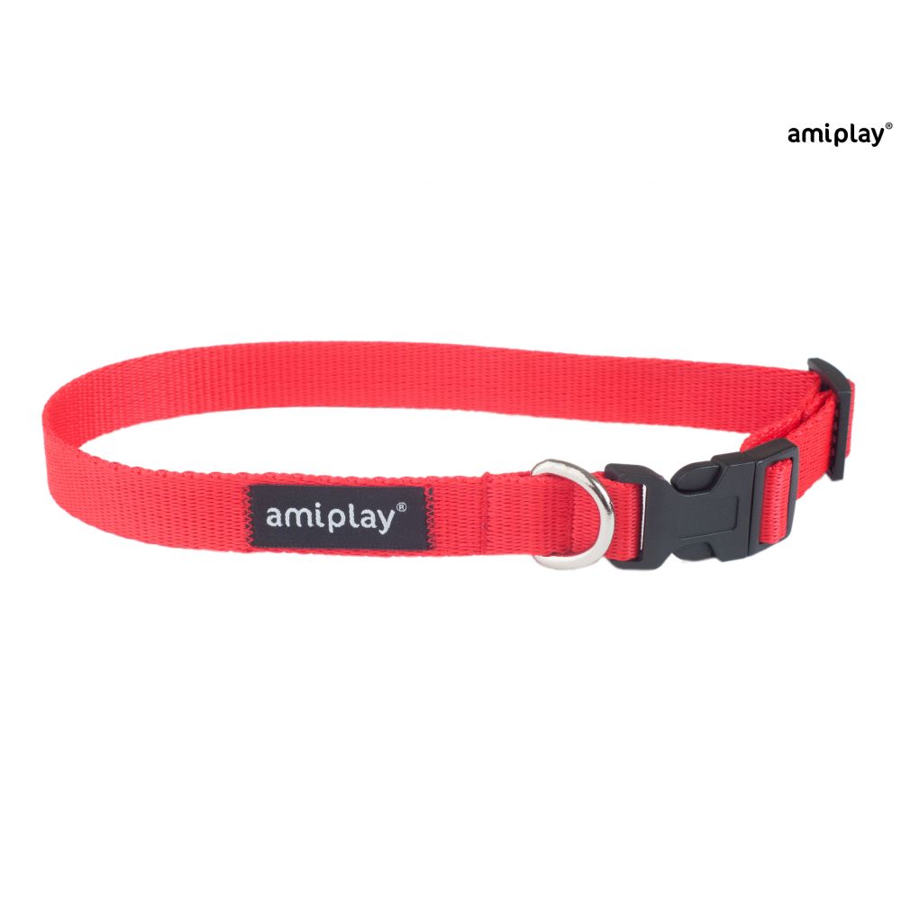 AmiPlay Obroża Regulowana Basic Czerwona Rozmiar S