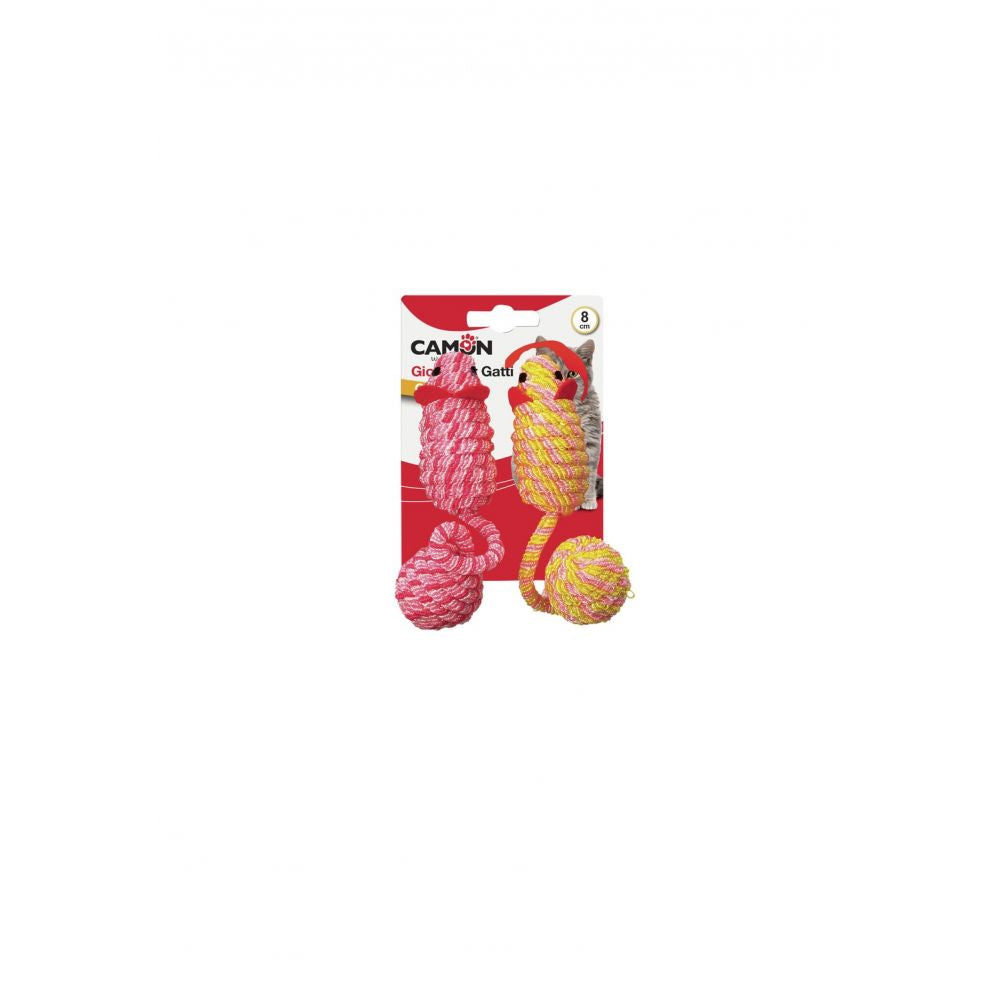 Camon Cat Toy Myszki Linowe z Piłką 2 sztuki
