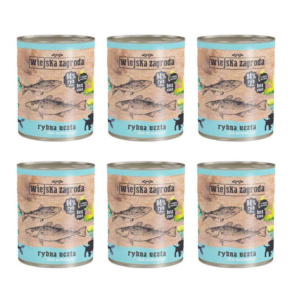 Pakiet Wiejska Zagroda Rybna Uczta dla Szczeniąt 6 x 800 g