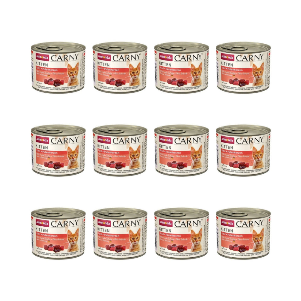 Pakiet Animonda Carny Wołowina z Sercami Indyczymi Kitten 12 x 200 g