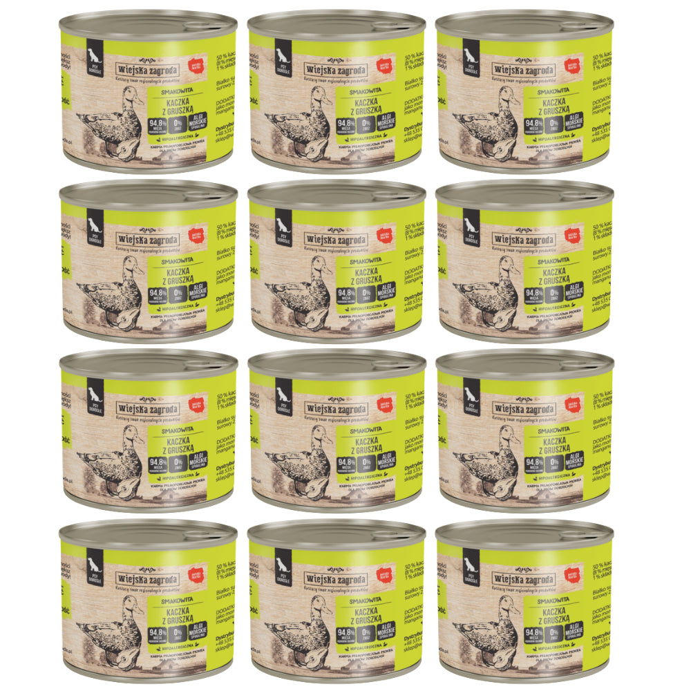 Pakiet Wiejska Zagroda Kaczka z Gruszką Mokra Karma Dla Psa 12 x 200 g