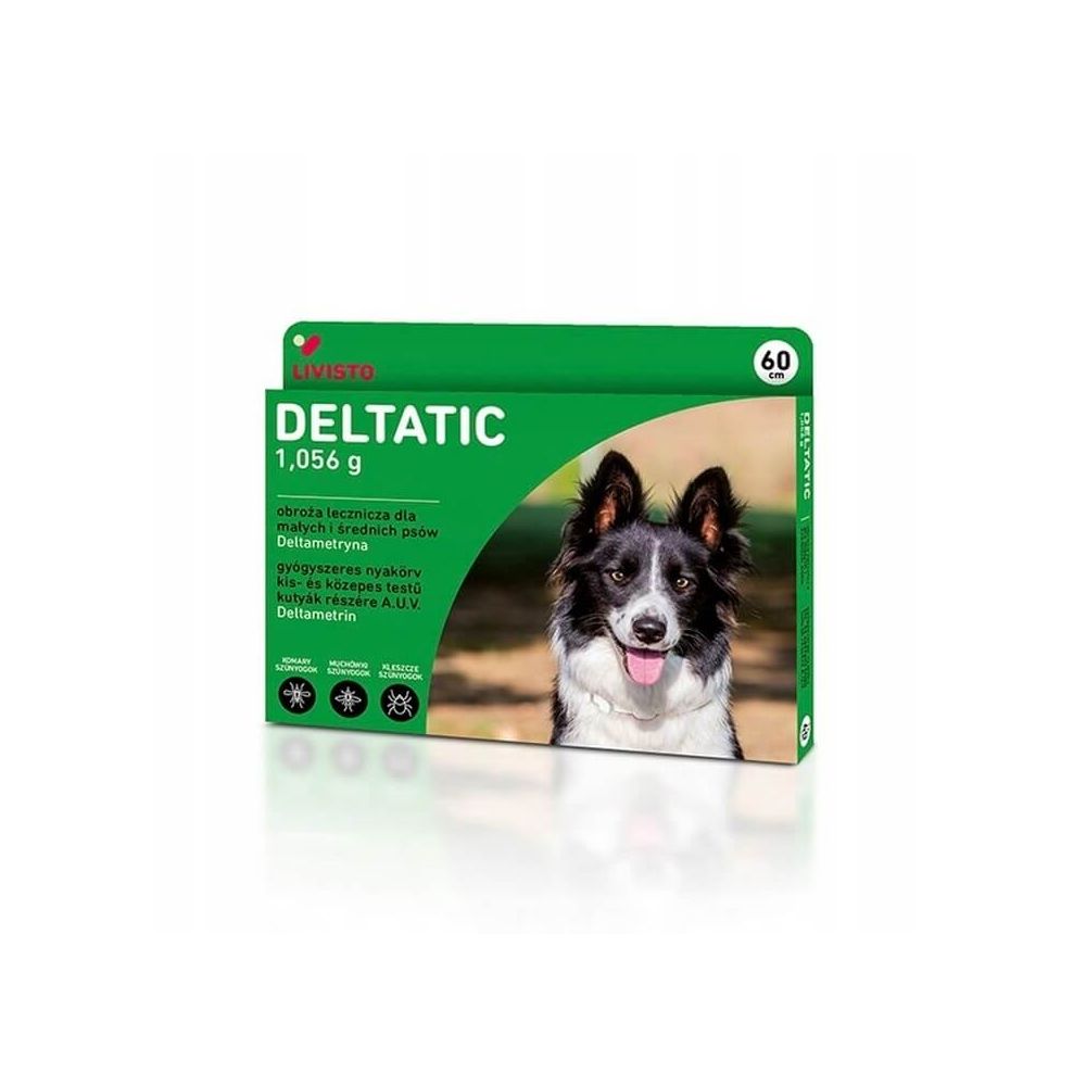 Livisto Deltatic Obroża Lecznicza Przeciw Muchówkom, Komarom i Kleszczom Dla Małych i Średnich Psów 60 cm