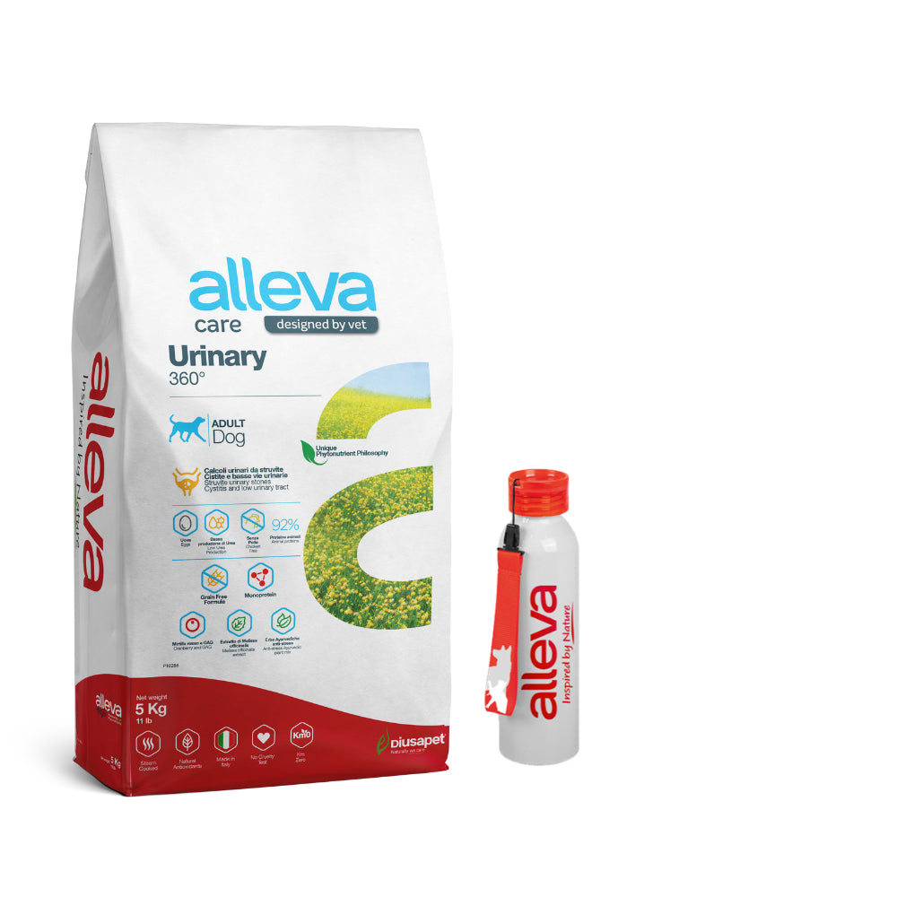 Pakiet Alleva Care Urinary 360 Sucha Karma Dla Dorosłych Psów Rozpuszczająca Kamienie Struwitowe 5 kg + Bidon GRATIS!
