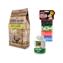 Pakiet Wiejska Zagroda Kaczka z Gruszką 9 kg + 2 GRATISY - Dezo Tabs, Kolorowe Worki