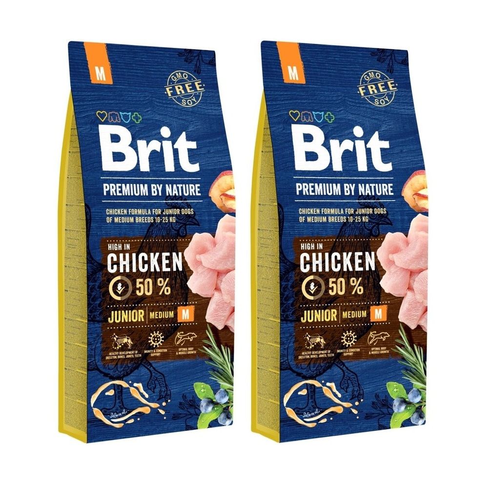 Pakiet Brit Premium By Nature Junior M Karma Dla Młodych Psów Średnich Ras 2 x 15 kg