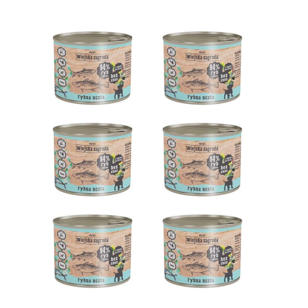 Pakiet Wiejska Zagroda Rybna Uczta dla Szczeniąt 6 x 200 g