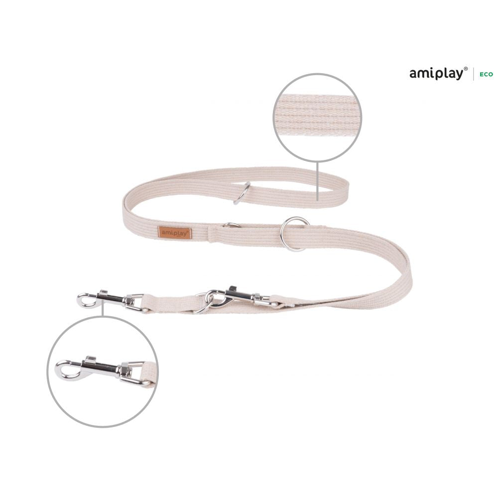Amiplay Smycz Regulowana 6 w 1 Cotton Beżowa 100 - 200 cm Rozmiar S