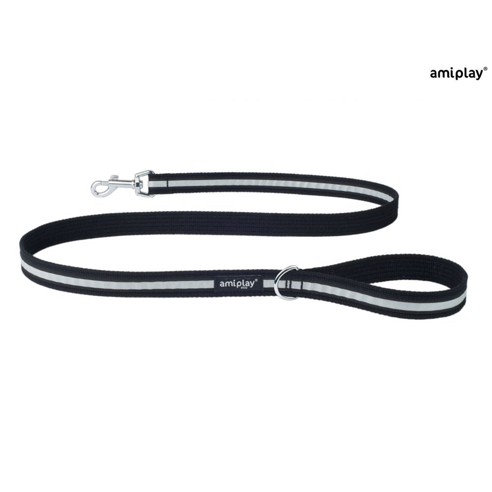 Amiplay Smycz Cotton Shine Czarna 140 cm Rozmiar L