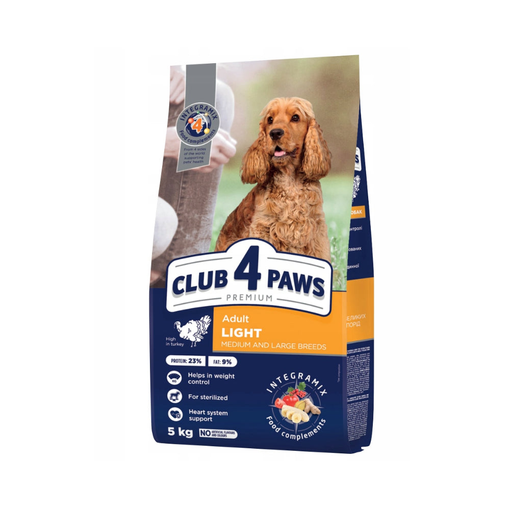 Club 4 Paws Light Indyk Karma Dla Dorosłych Psów Średnich i Dużych Ras 5 kg