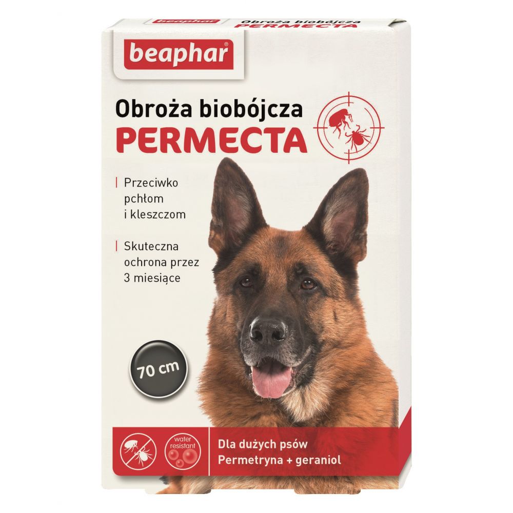 Beaphar Permecta Obroża Biobójcza Przeciwko Pchłom i Kleszczom Dla Psów Rozmiar L 70 cm