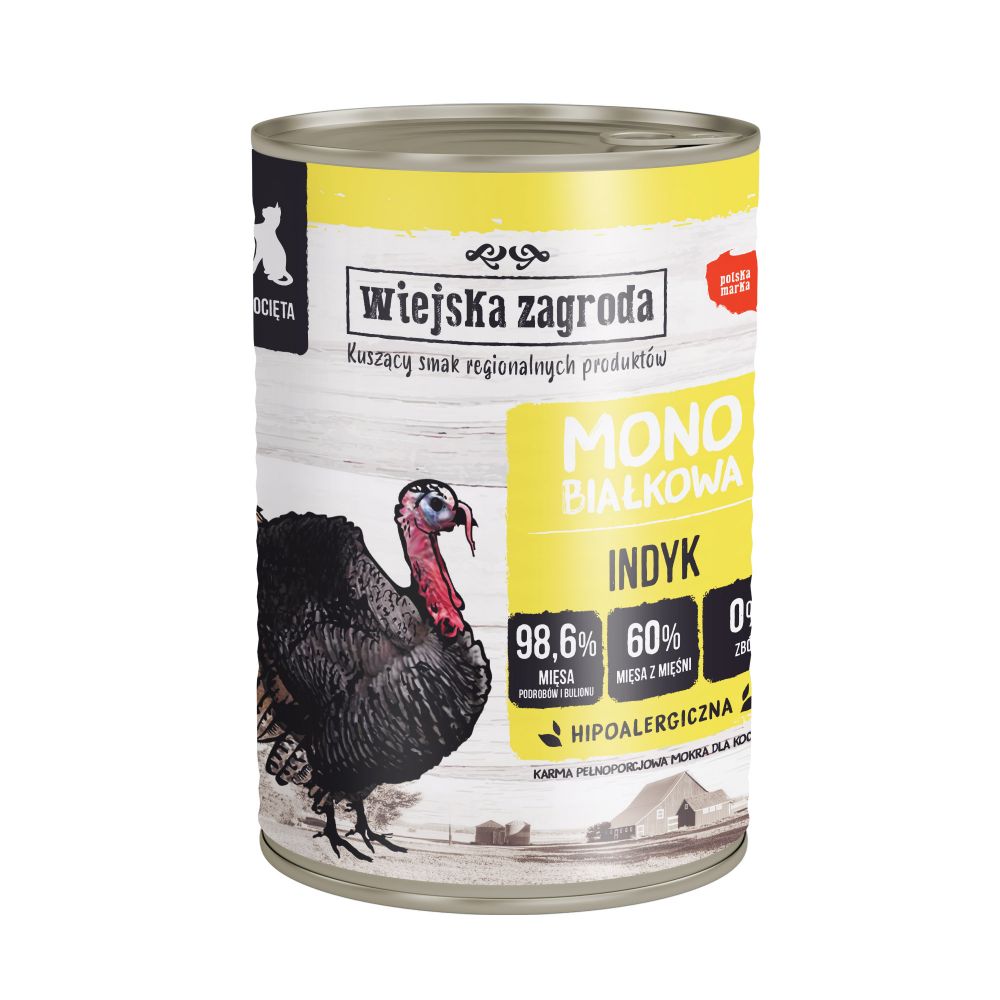 Wiejska Zagroda Monoproteinowa Mokra Karma Dla Kociąt Indyk 400 g