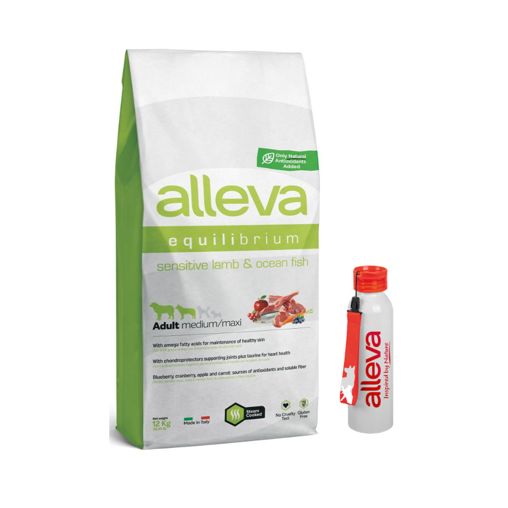 Pakiet Alleva Equilibrium Sucha Karma Dla Dorosłych Psów Średnich I Dużych Ras Z Jagnięciną I Rybami Oceanicznymi 12 kg + Bidon GRATIS!