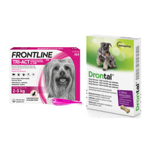 Pakiet Frontline Tri-Act dla Psów 2 - 5 kg XS + Drontal Dog Flavour 2 Tabletki