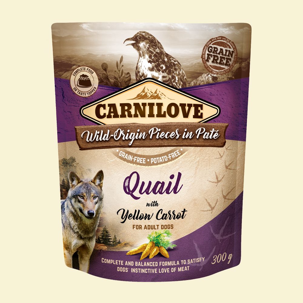 Brit Carnilove Quail & Yellow Carrot Przepiórka Żółta Marchew Bezzbożowa Karma Dla Psa 300 g