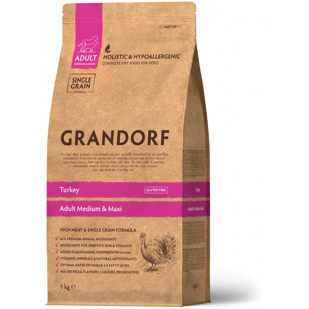 Grandorf Turkey Adult Medium Maxi Sucha Karma Dla Dorosłych Psów Średnich i Dużych Ras 1 kg