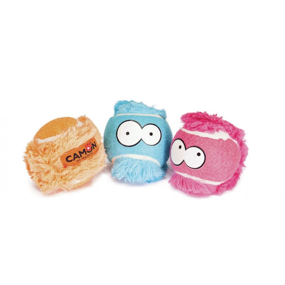 Camon Zabawka dla Psa Śmieszne Piłki Tenisowe 3 sztuki