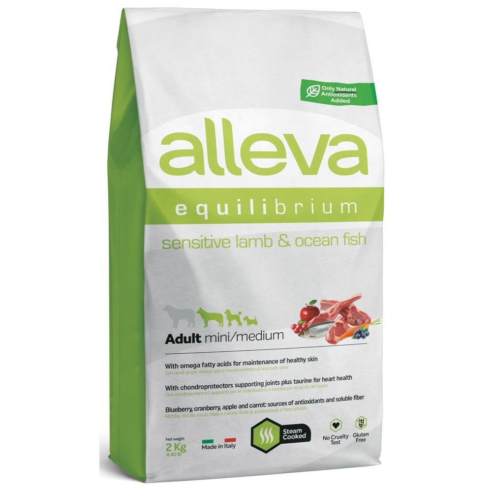 Alleva Equilibrium Sucha Karma Dla Dorosłych Psów Małych I Średnich Ras Z Jagnięciną i Rybami Oceanicznymi 2 kg