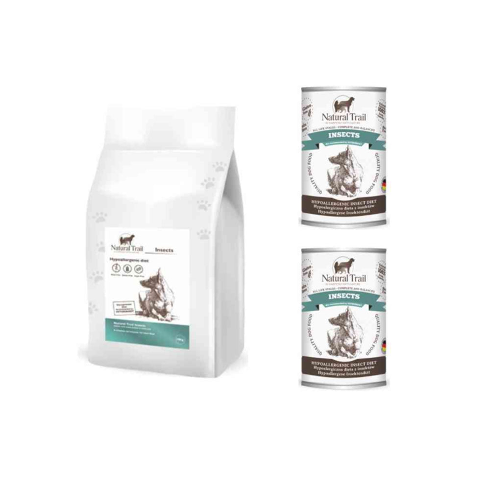 Pakiet Natural Trail Insects Ekologiczna Karma Z Insektów Dla Psów 10 kg + GRATIS 2 Puszki Natural Trail Insects 350 g