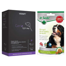 Pakiet Geria-Light Dog Preparat Dla Starszych Psów Wspomagający Prawidłowe Funkcjonowanie Układu Nerwowego 30 Saszetek Typu Stick + Dr Seidel Smakołyki Zwiększenie Odporności dla Psa 90 g GRATIS!