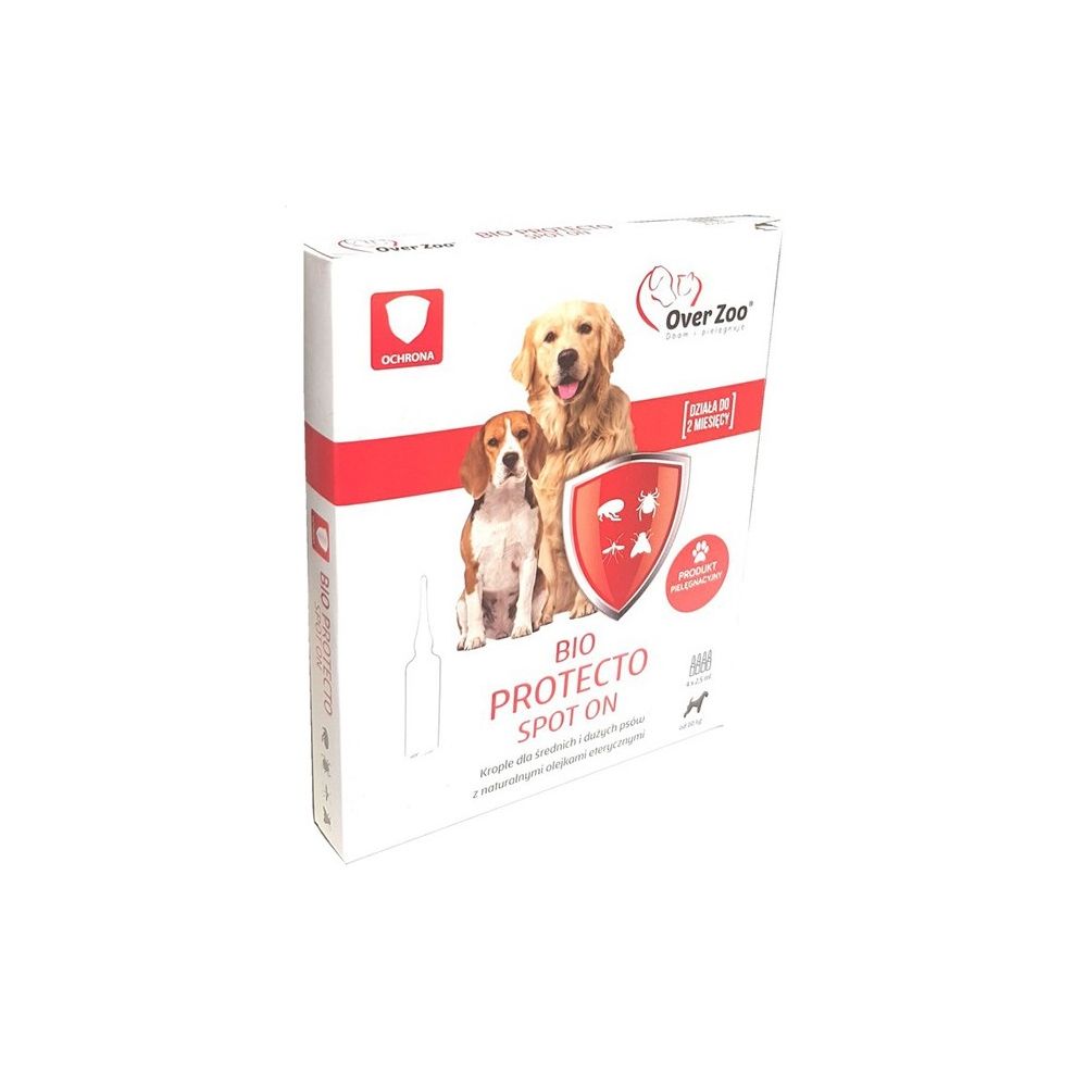 Over Zoo Bio Protecto Spot On dla Średniego i Dużego Psa 4 x 2,5 ml