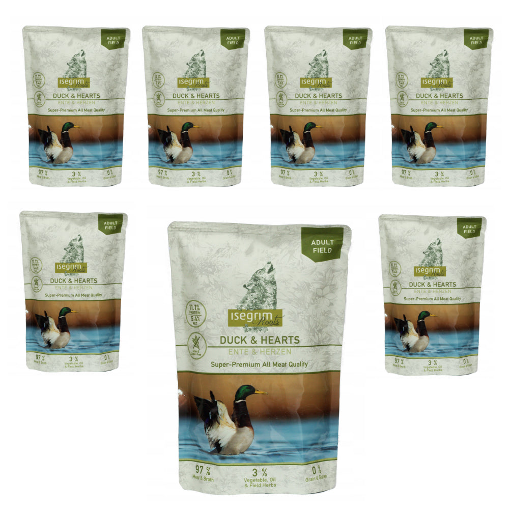 Pakiet Isegrim Mokra Karma Dla Dorosłych Psów Kaczka z Sercami i Warzywami 7 x 410 g