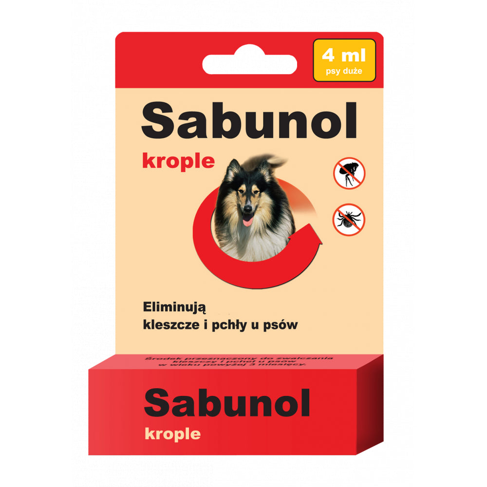 Sabunol Krople 4 ml dla Psa Przeciw Pchłom i Kleszczom
