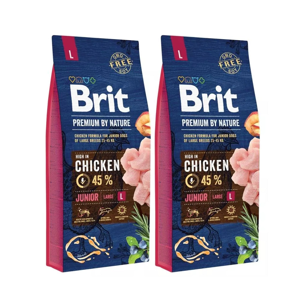 Pakiet Brit Premium By Nature Kurczak Junior L Karma Dla Młodych Psów Dużych Ras 2 x 15 kg