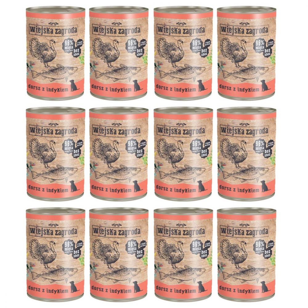 Pakiet Wiejska Zagroda Dorsz z Indykiem 12 x 400 g