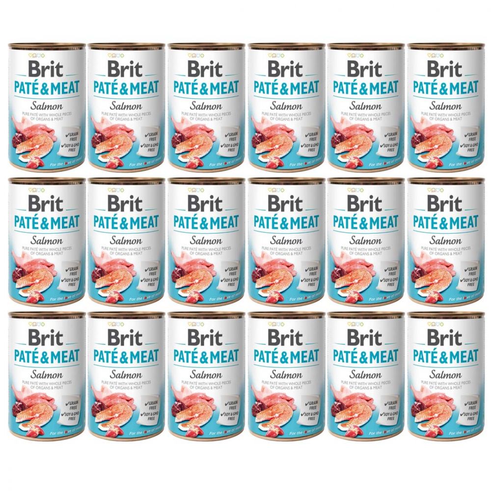PAKIET FBA Brit Pate & Meat Salmon Łosoś Mokra Karma Dla Psa 400 g X 18