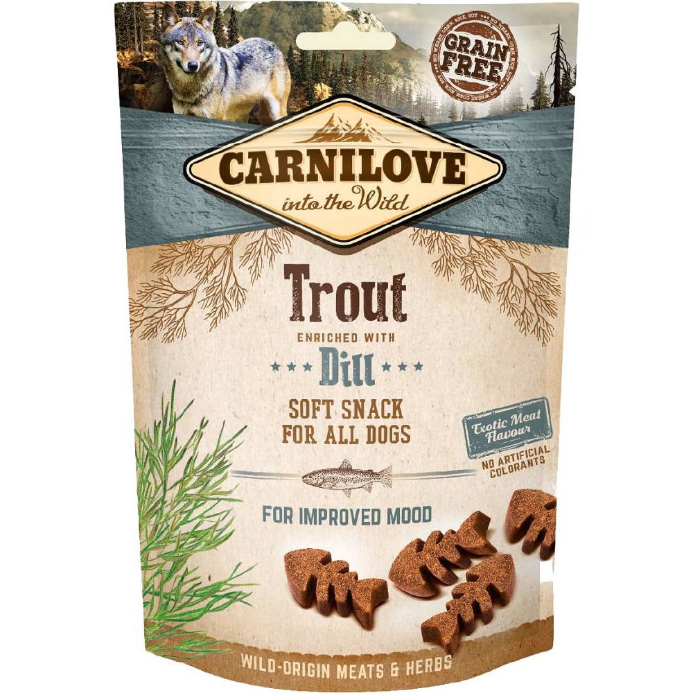 Brit Carnilove Improved Mood Snack Dobry Nastrój Trout with Dill Pstrąg Koperek Przekąska Dla Psa  200 g